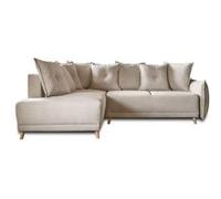 Lena - canapé d'angle gauche 5 places - convertible avec coffre - en velours côtelé - Beige Beige G