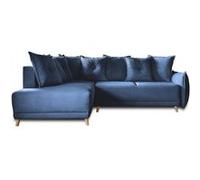 Lena - canapé d'angle gauche 5 places - convertible avec coffre - en velours côtelé - Bleu Bleu G