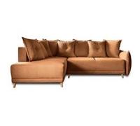 Lena - canapé d'angle gauche 5 places - convertible avec coffre - en velours côtelé - Rouille Rouille G