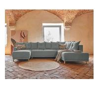 BestMobilier LENA canapé panoramique 7 places - Angle droit - Tissu Gris clair