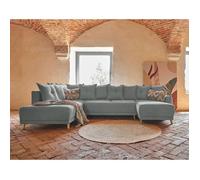 BestMobilier LENA canapé panoramique 7 places - Angle gauche - Tissu Gris clair