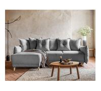 Canapé d'angle BestMobilier Lena - canapé d'angle réversible 4 places - convertible avec coffre - en velours côtelé - Gris