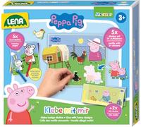Lena® Colle avec Moi Peppa Pig - Kit Complet avec Autocollants et 2 Grands Motifs Peppa Pig, dès 3 Ans