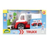 LENA d'urgence TRUXX avec Figurine et civière, Accessoires, Ambulance avec Portes ouvrantes, véhicule Jouet pour Enfants à partir de 24m +, 04456, Argenté et Bleu