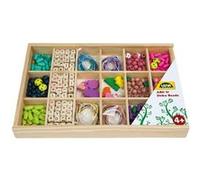 Lena Kit de bricolage 32024 – Perles en bois 405 pièces avec lettres, cassette en bois, dès 4 ans