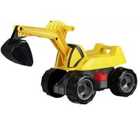 LENA Giga Trucks Bagger, jaune et noir, véhicule de construction moderne, grand véhicule de jeu de construction pour enfants à partir de 3 ans, charge maximale 25 kg