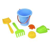 Lena Happy Sand 05417 Lot de 6 Jouets de Plage avec Seau, 3 moules (légumes), râteau et Pelle, Jouet de Sable pour Enfants à partir de 12 Mois, Multicolore