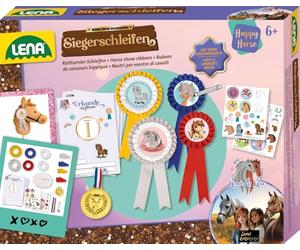 Lena Kit de bricolage Happy Horse - Kit de bricolage avec 4 rosaces, médaille, feutre pailleté et modèles de certificat, cadeau pour enfants à partir de 6 ans