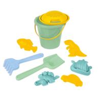 LENA® Kit de Jeu de Sable 9 pièces - Seau de 18 cm de diamètre (2 l), passoire, Pelle, râteau et 5 moules - Couleurs Assorties - À partir de 12 Mois - Certifié TÜV - Fabriqué en Europe