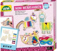 LENA - Mini cadre à tisser Animaux, contient 3 cadres à tisser en forme de licorne, de paresseux, de lama, 6 fils et des autocollants métalliques