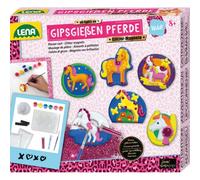 LENA - Moulage en Plâtre Chevaux Magnets Paillettes - Set Complet pour Enfants dès 8 Ans, 6 Magnets de Chevaux avec Paillettes à Créer, avec Peintures, Paillettes & Instructions