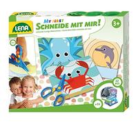 Lena My First 42632 Kit de Bricolage avec Ciseaux en Plastique, 26 Animaux Amusants à découper et à colorier, pour Enfants à partir de 3 Ans