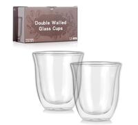 LENAOBEN Lot de 2 verres isothermes à double paroi pour expresso, expresso macchiato ou ristretto, passent au lave-vaisselle, en verre, capacité de 150 ml