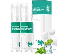 Lenaro Probiotics Bright Whitening Teeth Mousse, Lenaro Herbal Brightening Oral Repair Mousse, Lenaro Teeth Mousse, Refreshing Breath Deep Cleaning Dentifrice (2pcs)