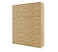 Lenart Bed Concept BC12 Lit armoire 160 x 200 cm - Lit pliant vertical - Armoire avec lit pliant intégré - Lit mural avec sommier à lattes - Murphy Bed (chêne artisanal)