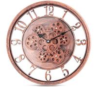 LENAUQ Horloge murale à engrenages mobiles, horloge murale rotative moderne de style ancien, rustique et unique, horloge industrielle vintage pour décoration de salon, maison, ferme, 38 cm, arabe