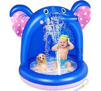 lenbest Shade Baby Pool, Pataugeoire Gonflable avec Auvent en PVC et Base de Bulles Extra Douce, Sprinkle Splash Pool Spray Water Fun Summer Garden Pool Outdoor Indoor for Kids (Blau)
