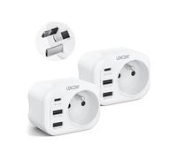LENCENT 2 Packs Adaptateur Prise AU Australie Chine Nouvelle-Zélande Argentine avec 2 Ports USB & 1 Port USB-C adapté à AUS Prise Française Adaptateur AUS vers France, Type I