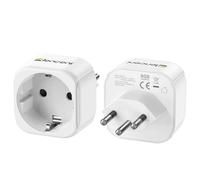 LENCENT 2X Adaptateur de Voyage France vers Suisse 2 Broches Europe vers 3 Broches Type J pour Suisse, Liechtenstein, Type J