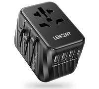 LENCENT 5 en 1 Adaptateur de Voyage Universel - 3 USB-A et 1 USB-C, Adaptateur Prise Internationale Type A/C/G/I Compatible avec USA Canada UK Australie Chine Japon Irlande, Noir