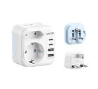 LENCENT Adaptateur de Voyage combiné de Type D et G avec 2 USB-C & 2 USB-A