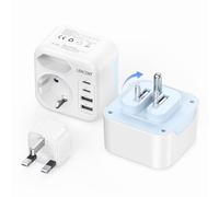 LENCENT Adaptateur de voyage combiné de type D et type G avec 2 ports USB-C, 2 ports USB-A, pour Maldives, Sri Lanka, Tanzanie, Sanzibar, Ghana, prise de voyage, adaptateur de courant