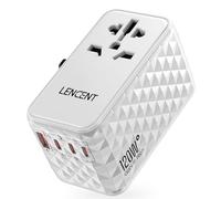 LENCENT Adaptateur de Voyage International Charge Rapide 120W | Chargeur Universel Voyage 1 USB-A & 3 USB-C Prise Internationale Voyage Accessoires USA Anglaise Japon Australie Chine, Blanc