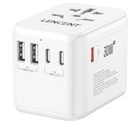 LENCENT Adaptateur de Voyage Prise Universelle Chargeur International GaN III 30W avec 2 USB et 3 Charge Rapide USB-C PD Prise France vers USA Canada UK AUS Chine Japon Type A C G I USA/UK/AUS Blanc