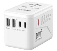 LENCENT Adaptateur de Voyage Prise Universelle Chargeur International GaN III 65W avec 2 USB & 3 USB-C PD Adaptateur International France vers USA Canada UK AUS Chine Japon Prise Monde Type A C G I
