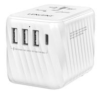 LENCENT Adaptateur de Voyage, Prise Universelle Internationale avec 3 USB-A et 1 USB-C PD, Adaptateur Mondial Voyage France vers USA Canada UK Australie Chine Japon Irlande, Type A/C/G/I, Blanc