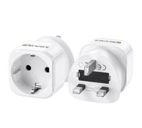 LENCENT Adaptateur de Voyage Type G Compact et Léger 2-Pack - Europe FR vers UK, Angleterre, Irlande, Bretagne, Écosse, Maldives - Conversion Europe FR 2 Broches vers UK 3 Broches