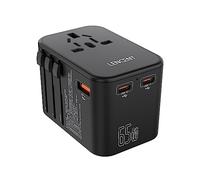 LENCENT Adaptateur de Voyage Universel GaNIII 65W Chargeur Mural