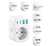 LENCENT Adaptateur de Voyage Universel Type A, B, C, D, G, I - 6 fiches détachables, Prise Internationale pour USA, UK, Japon, Inde, Costa Rica, Mexique, Thaïlande, Maldives, Sri Lanka, Australie