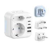 LENCENT Adaptateur Prise Afrique du Sud combiné Type D M et N avec 2 Ports USB-C 2 Ports USB-A, pour Prise de Voyage Pliable pour pour l'Afrique du Sud Adaptateur de Voyage