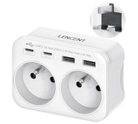 LENCENT Adaptateur Prise Anglaise/UK/Angleterre et Française avec 3 Ports USB et 1 Port USB-C adapté à Irlande, Royaume-Uni, Écosse, électrique Mâle UK/Femelle France, Type G