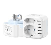 LENCENT Adaptateur Prise Inde 6-en-1 Pliable Type D 2 USB-C & 2 USB-A
