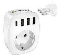 LENCENT Adaptateur Prise Italien Chargeur Voyage Italie 3 USB et 1 Type-C