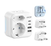 LENCENT Adaptateur Prise UK combiné Type D G et M avec 2 Ports USB-C 2 Ports USB-A Prise Pliable pour Le Sri Lanka, l'Afrique du Sud, Le Botswana, la Namibie, Le Zimbabwe, Le Népal