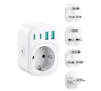 LENCENT Adaptateur Prise Universell Compact avec 4 Fiches Type D G M N