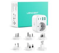 LENCENT Adaptateur Prise Universelle avec Type BDGILO 6 fiches détachables | Adaptateur Universel de Voyage Adapté pour USA, UK, Inde, Costa Rica, Mexique, Thaïlande, Maldives, Sri Lanka, Australie, etc