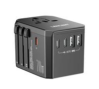 LENCENT Adaptateur Prise Universelle de Voyage GaN 70W, Chargeur Universel avec 3 USB-C & 2 USB-A, Adaptateur Universel de Voyage France vers Anglaise UK Irlande USA Canada Australie Chine Thaïlande