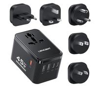 LENCENT Adaptateur Prise Universelle Type D/G/C/I/A, 45W 3 USB C et 2 USB A