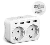 LENCENT Adaptateur Prise USA Américaine Canada, Prise Européenne avec 3 Ports USB et 1 Port USB-C adapté aux États-Unis Mexique Thaïlande，Adaptateur Mâle USA Femelle France Type B