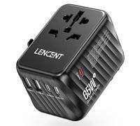 LENCENT Adaptateur Universel de Voyage GaN3 avec 2 USB et 3 Type C PD65W