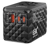 LENCENT Adaptateur Universel de Voyage PD 65W avec GaNIII 2 USB-A 3 USB-C