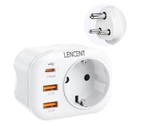 LENCENT Adaptateur Voyage Inde Type D, Adaptateur Prise 4 en 1 PD 20W