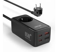 LENCENT-Barre d'alimentation 5 en 1 GaN3 65W avec 1 AC 2 USB 2 Type C 4.0 PD QC, chargeur rapide 1.5m, adaptateur de câble pour iPhone Xiaomi Samsung-1AC 2U2C Noir