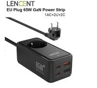 LENCENT-Barre d'alimentation 5 en 1 GaN3 65W avec 1 AC 2 USB 2 Type C 4.0 PD QC, chargeur rapide 1.5m, adaptateur de câble pour iPhone Xiaomi Samsung 65W GaN3 1AC 2U2C W