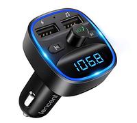 LENCENT Bluetooth Voiture, Transmetteur FM Lecteur MP3 Adaptateur Radio sans Fil Kit, Émetteur FM Voiture Chargeur pour Appel Mains Libres avec 2 USB Port 5V/2.4A1A, Support Carte SD/Clé USB (Noir)