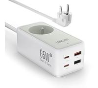 LENCENT Chargeur Rapide USB C et 65W, GAN III Tech 1 Prise & 4 Ports USB | Type C avec câble Convient pour Téléphones Portables Tablettes PC, Blanc